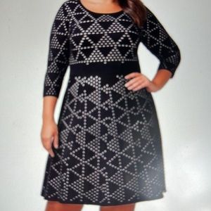 Lane Bryant Black Cut Out Triangle Geometric Sweater Dress Size 10/12